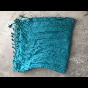 Lightweight Teal Scarf with Tassels
